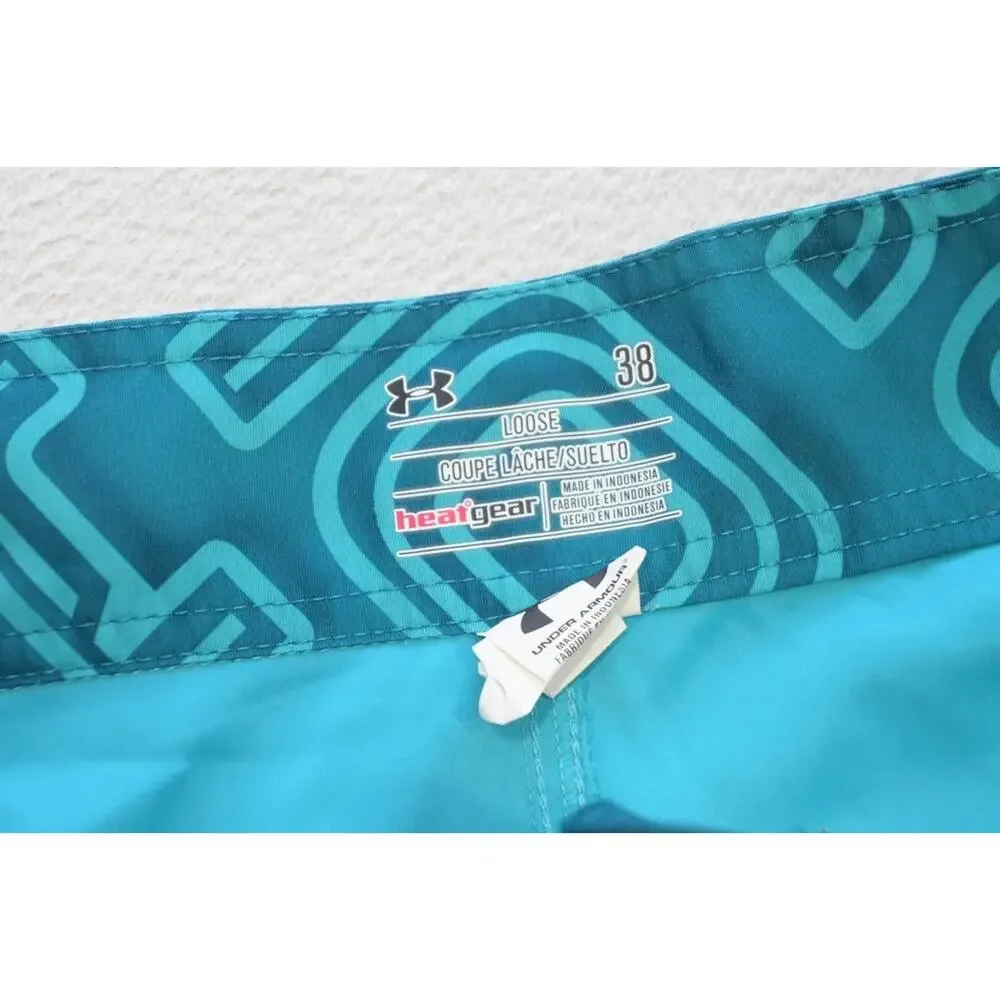 Under Armour Board Shorts HeatGear Loose Blue Athletic Water‎ Swim Mens Sz 38